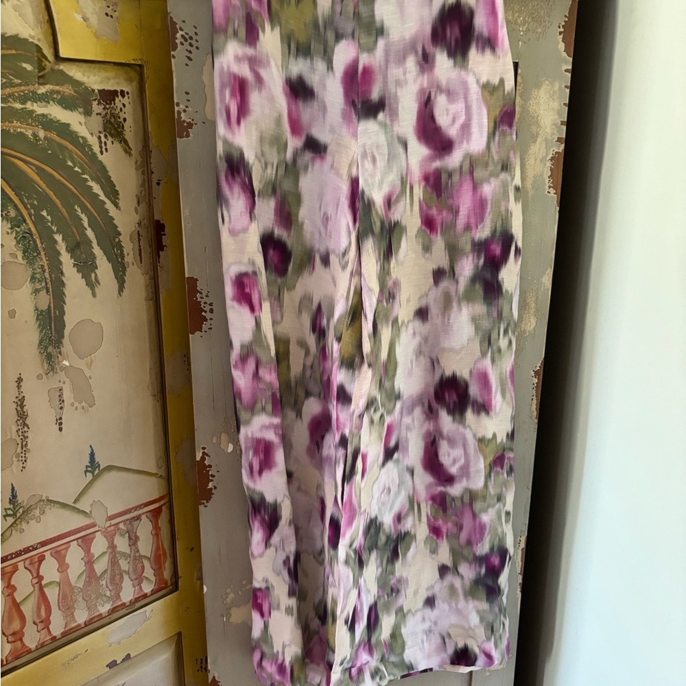 Marchesa Floral Wide Leg Pants - Pink and Green